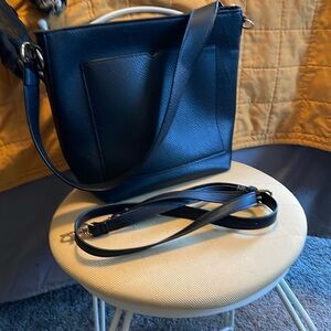 Black leather-look bucket bag